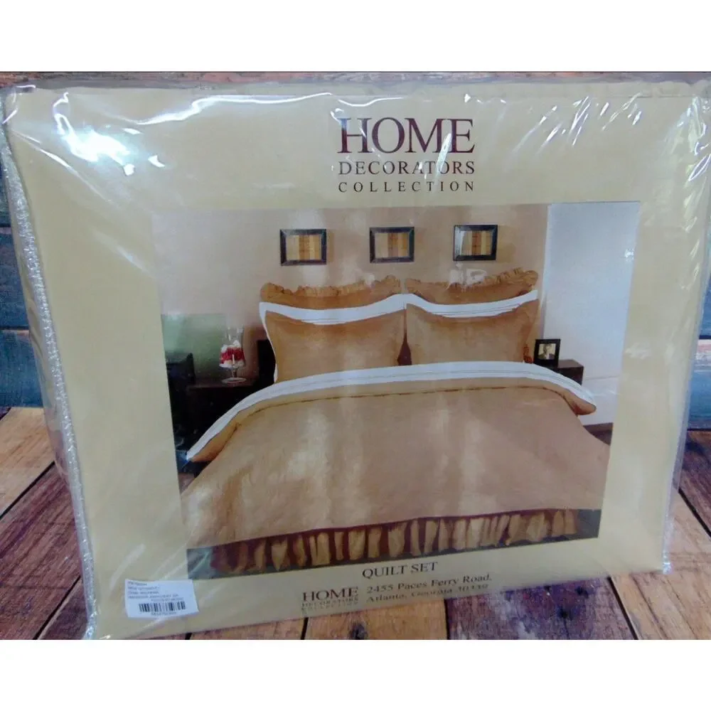 NEW Bedding 100% COTTON QUILT + PILLOW SHAMS SET Beige Twin Full Queen Blanket